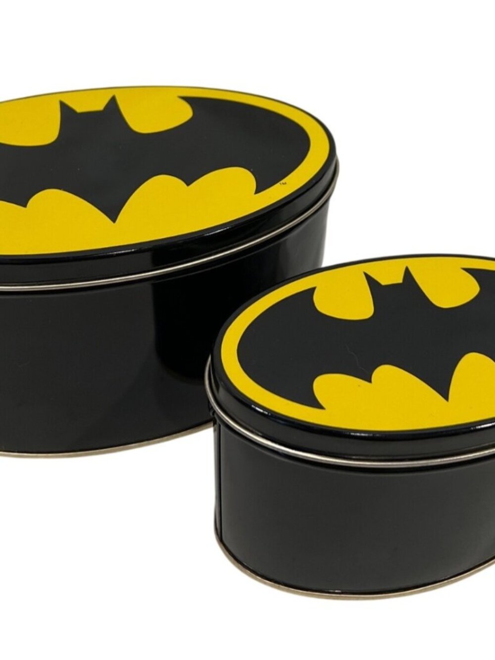 Batman oval tin nesting canisters Set of 2 NEW Applause Vintage
